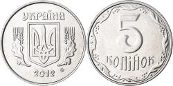 World Coins - Coin, Ukraine, 5 Kopiyok, 2012, AU(55-58), Stainless Steel, KM:7