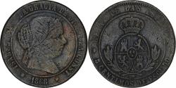 World Coins - Spain, Isabel II, 5 Centimos, 1868, Barcelona, Bronze, , KM:635.1