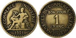 World Coins - France, Chambre de commerce, Franc, 1921, Paris, , Aluminum-Bronze