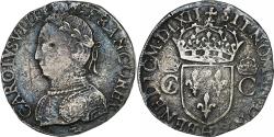 World Coins - France, Charles IX, Teston aux 2 C couronnés, 1562, La Rochelle, Silver
