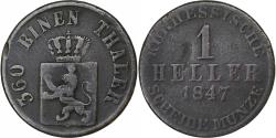 World Coins - Germany, Electorate of Hesse, Friedrich Wilhelm, Heller, 1847, Darmstadt