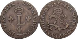 World Coins - France, Louis XV, Double Sol, 1755, Faux d'Epoque, Copper,