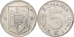 World Coins - Romania, 5 Lei, 1993, Nickel plated steel, , KM:114
