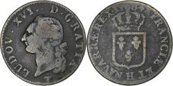 World Coins - France, Louis XVI, Sol, Sol ou sou, 1784, La Rochelle, Copper,