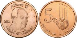 World Coins - Monaco, Token, Albert II, 5 C, Essai-Trial, 2006, Copper Plated Steel,
