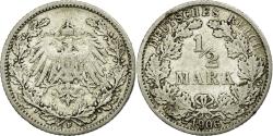 World Coins - Coin, GERMANY - EMPIRE, 1/2 Mark, 1906, Stuttgart, , Silver, KM:17