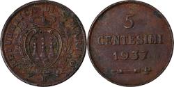 World Coins - Coin, San Marino, 5 Centesimi, 1937, Rome, , Bronze, KM:12
