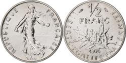 World Coins - France, 1/2 Franc, Semeuse, 1974, Monnaie de Paris, série FDC, Nickel