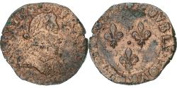 World Coins - France, Henri III, Double Tournois, 1586, La Rochelle, Copper,