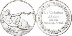 World Coins - France, Medal, Michel-Ange, la Création d'Adam, 1982, Silver, Proof