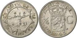 World Coins - NETHERLANDS EAST INDIES, Wilhelmina I, 1/4 Gulden, 1941, Philadelphia, Silver