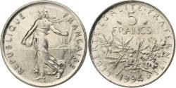 World Coins - France, 5 Francs, Semeuse, 1994, Paris, Nickel Clad Copper-Nickel,