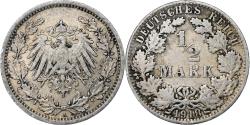 World Coins - Germany, Wilhelm II, 1/2 Mark, 1918, Berlin, Silver,