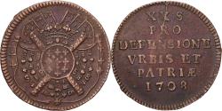 World Coins - French States, Louis XIV, 20 Sols, Siège de Lille, 1708, Lille, Copper