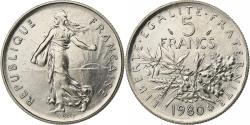World Coins - France, 5 Francs, Semeuse, 1980, MDP, série FDC, Cupronickel,