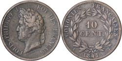 World Coins - French Colonies, Louis Philippe I, 10 Centimes, 1841, Paris, Bronze,