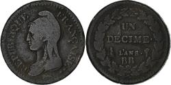 World Coins - France, Decime, Dupré, AN 8, Strasbourg, Bronze, , Gadoury:187a