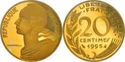 World Coins - Coin, France, Marianne, 20 Centimes, 1995, Paris, Proof / BE,