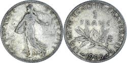 World Coins - Coin, France, Semeuse, Franc, 1908, Paris, , Silver, KM:844.1