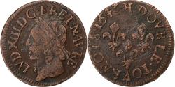 World Coins - France, Louis XIII, Double Tournois, 1643, Corbeil, Copper,