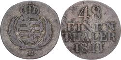 World Coins - Kingdom of Saxony, Friedrich August I, 1/48 Thaler, 1811, Dresden, Billon