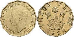 World Coins - Great Britain, 3 Pence, 1952, Royal Mint, laiton, , KM:849