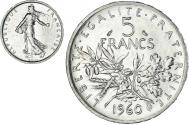 World Coins - Coin, France, Semeuse, 5 Francs, 1960, , Silver, KM:926, Gadoury:770