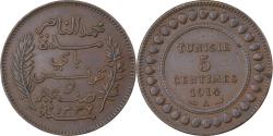 World Coins - Tunisia, Muhammad al-Nasir Bey, 5 Centimes, 1914, Paris, Bronze,