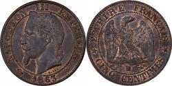 World Coins - France, Napoleon III, 5 Centimes, 1863, Strasbourg, Bronze,
