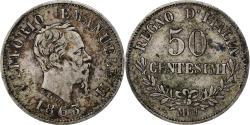 World Coins - Italy, Vittorio Emanuele II, 50 Centesimi, 1863, Milan, Silver,