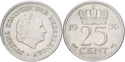 World Coins - Netherlands, Juliana, 25 Cents, 1956, Nickel, , KM:183