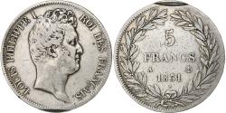 World Coins - France, Louis Philippe I, 5 Francs, 1831, Paris, Clipped, Silver,