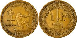 World Coins - Coin, Monaco, Louis II, Franc, 1924, Poissy, , Aluminum-Bronze, KM:111