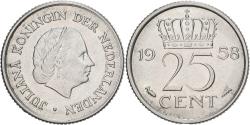 World Coins - Netherlands, Juliana, 25 Cents, 1958, Nickel, , KM:183