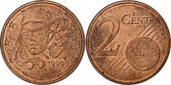 World Coins - France, 2 Euro Cent, 1999, Paris, Copper Plated Steel,