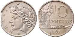 World Coins - Coin, Brazil, 10 Centavos, 1967, Error straight clip, , Copper-nickel