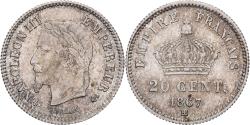 World Coins - France, Napoleon III, 20 Centimes, 1867, Strasbourg, Silver,