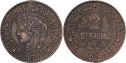 World Coins - France, 2 Centimes, Cérès, 1878, Paris, Petit A, Bronze,