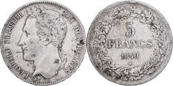 World Coins - Belgium, Leopold I, 5 Francs, 5 Frank, 1849, Bruxelles, Silver,