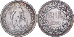 World Coins - Coin, Switzerland, 2 Francs, 1874, Bern, , Silver, KM:21