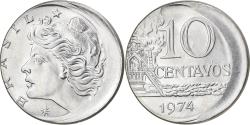 World Coins - Coin, Brazil, 10 Centavos, 1974, error off center strike, , Stainless