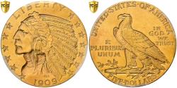 Us Coins - United States, $5, Half Eagle, Indian Head, 1909, San Francisco, Gold, PCGS