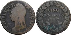 World Coins - France, 5 Centimes, Dupré, AN 7, Paris, Copper, , Gadoury:126