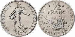 World Coins - France, 1/2 Franc, Semeuse, 1977, Monnaie de Paris, série FDC, Nickel
