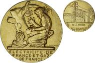 World Coins - France, Medal, Électricité de France et gaz de France, Dropsy, , Gilt