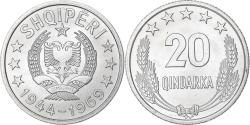 World Coins - Albania, 20 Qindarka, 1969, Aluminum, , KM:46