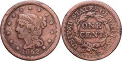 Us Coins - United States, 1 Cent, Braided Hair, 1852, Philadelphia, Copper,