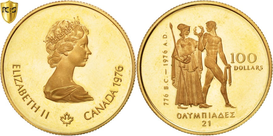 Canada Elizabeth Ii 100 Dollars 1976 Gold Km 116 Pcgs Pr63dcam