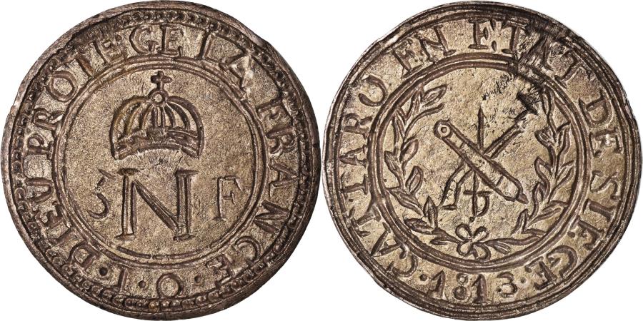 Coin, Montenegro, Cattaro, 5 Francs, 1813, Siège, , Cast Silver, Km:2