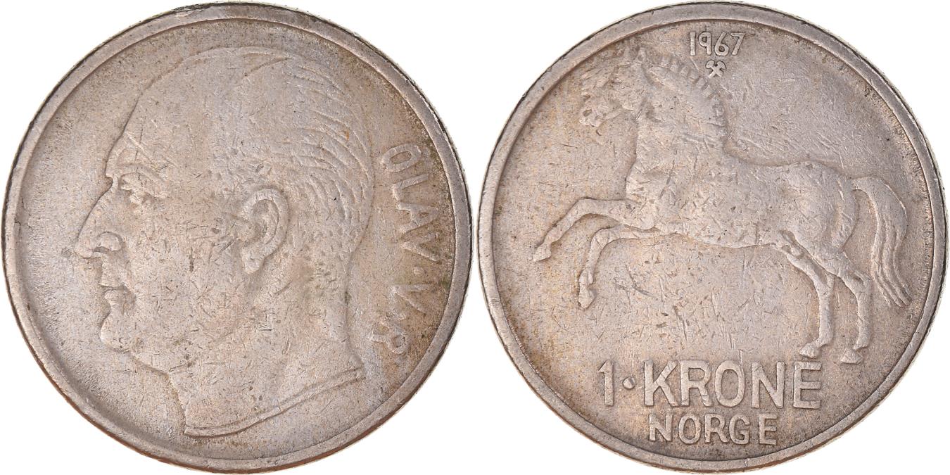 Coin, Norway, Olav V, Krone, 1967, , Copper-nickel, KM:409